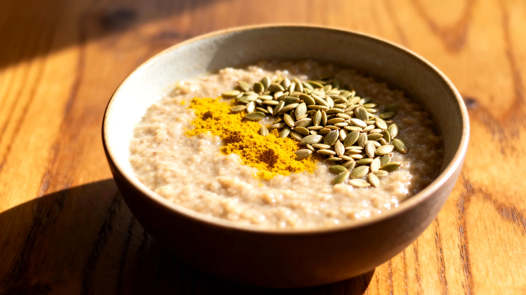Amaranth-Porridge mit Hanfsamen und Kurkuma"