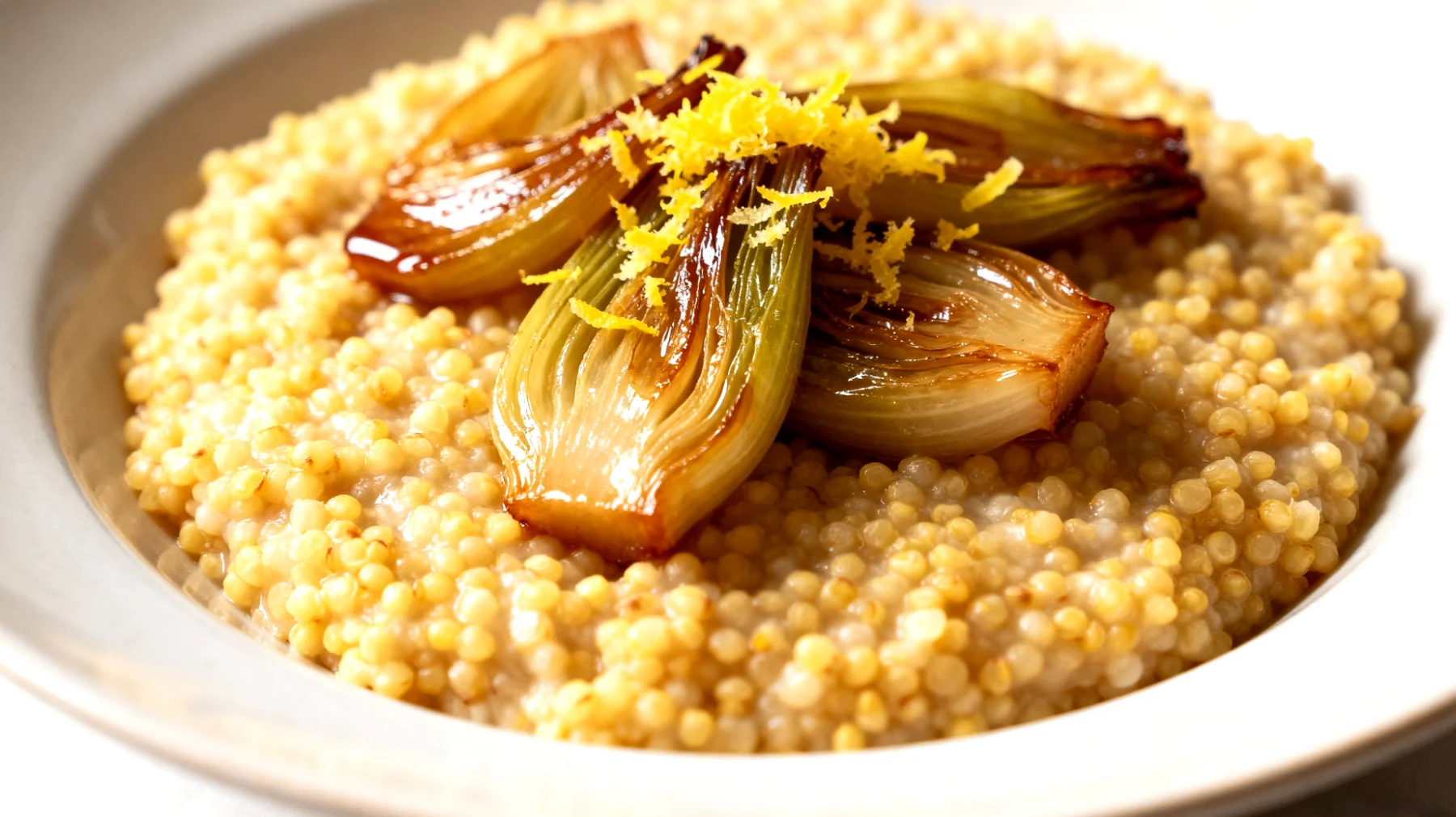 Hirsebrei mit gedünstetem Fenchel und Zitronenschale"