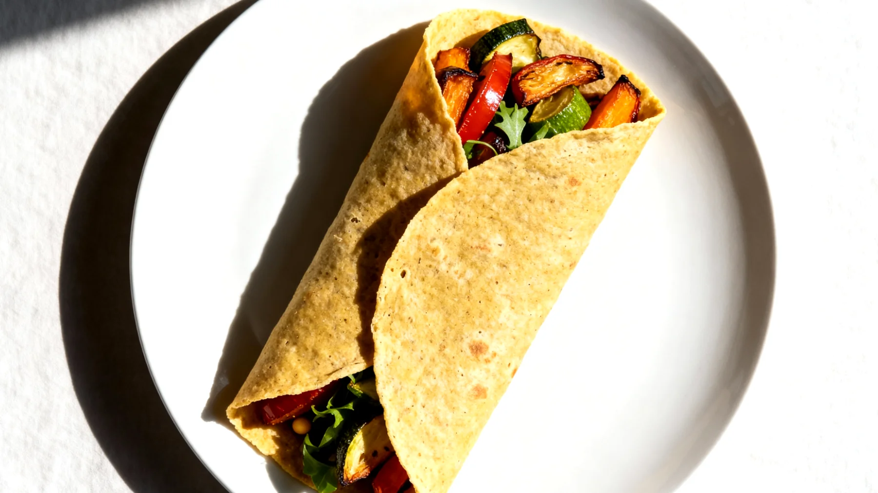 Kichererbsen-Pfannkuchen mit Gemüsefüllung (Socca-Wraps)"