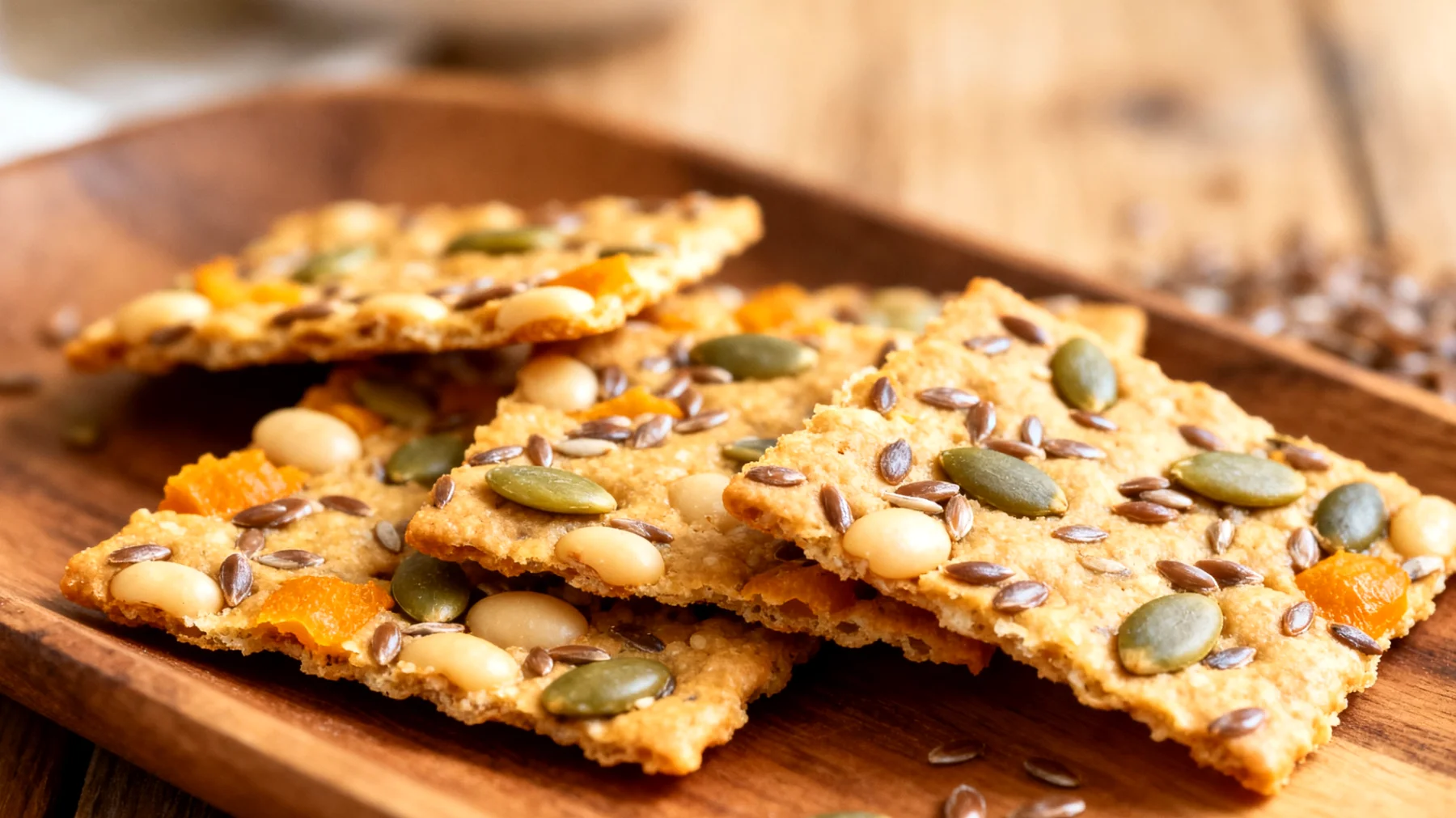 Lupinenbohnen-Cracker mit Leinsamen und Kürbiskernen"