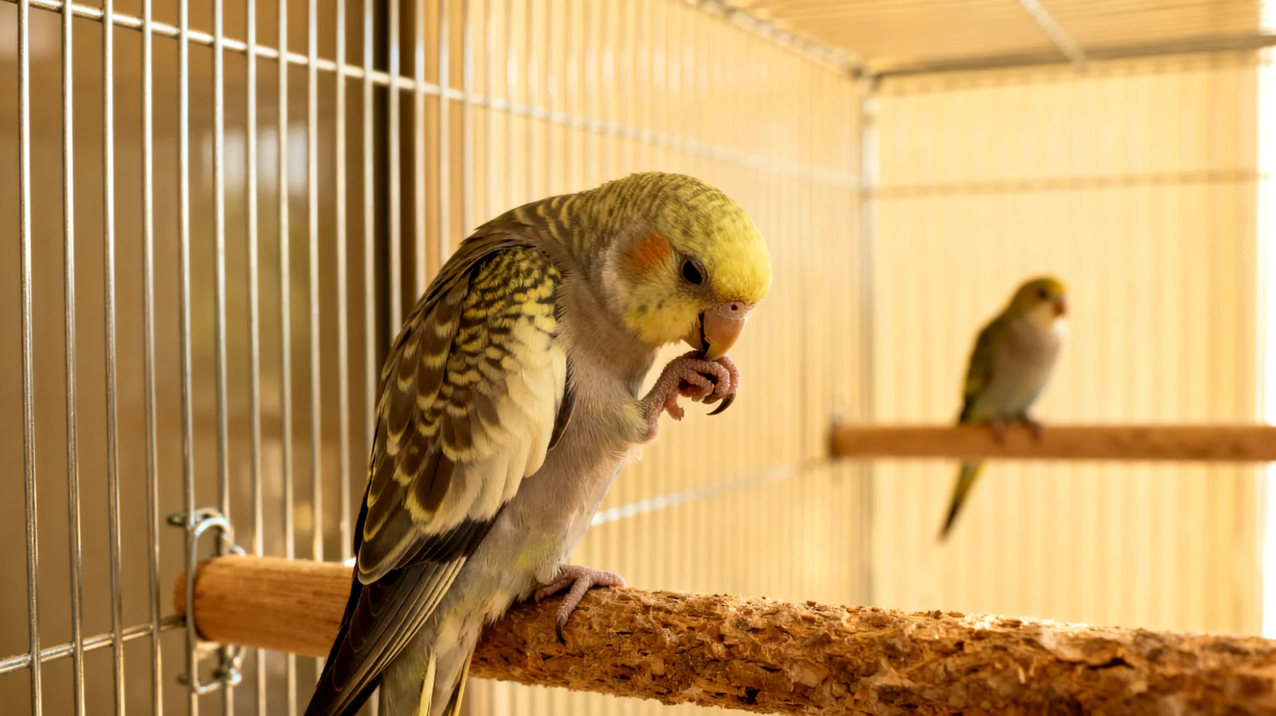 Nymphensittiche langweilen sich schnell, wenn sie mit anderen Vögeln zusammenleben und keine gemeinsamen, artgerechten Beschäftigungsmöglichkeiten haben, was zu Federrupfen, Aggression oder Lethargie führen kann"