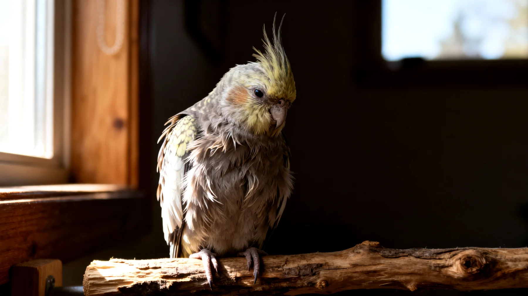 Ältere Nymphensittiche zeigen häufig Stresssymptome wie vermehrtes Rupfen, Unruhe und Angstzustände, benötigen aber altersgerechte, sanfte Entspannungsmethoden, da ihre körperliche Belastbarkeit eingeschränkt ist"