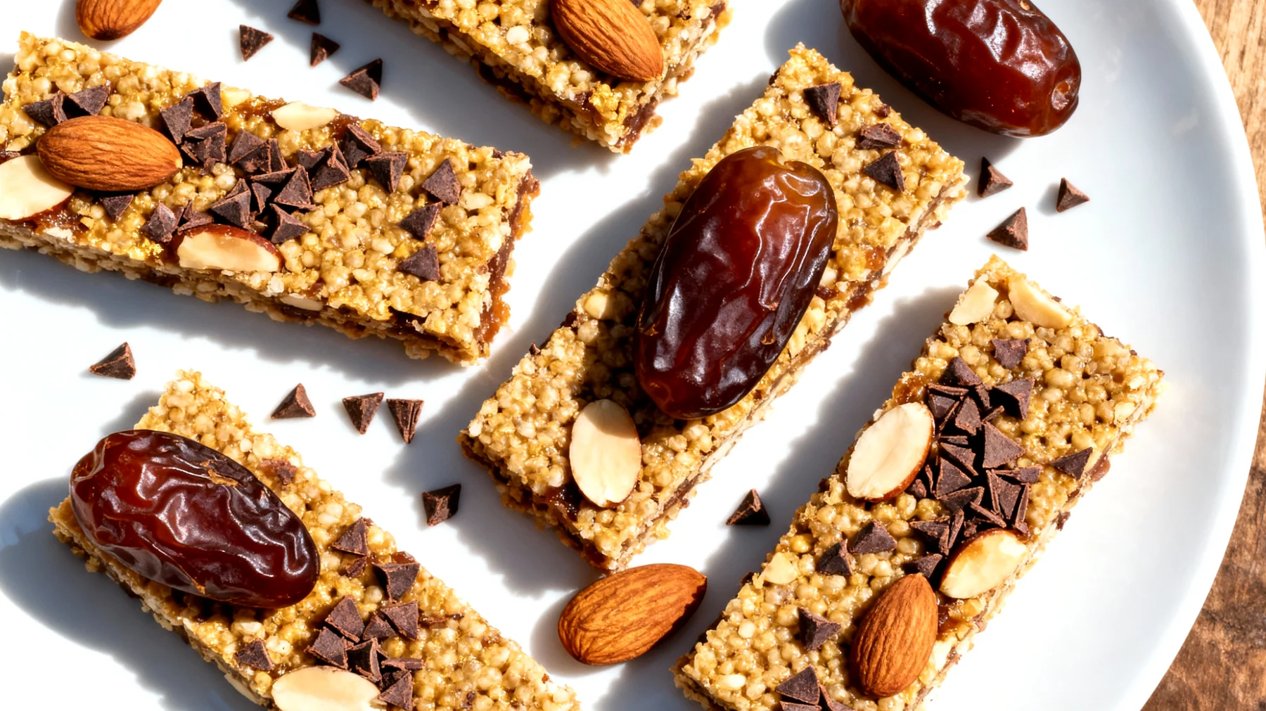 Amaranth-Dattel-Riegel mit Mandeln und Kakaonibs"