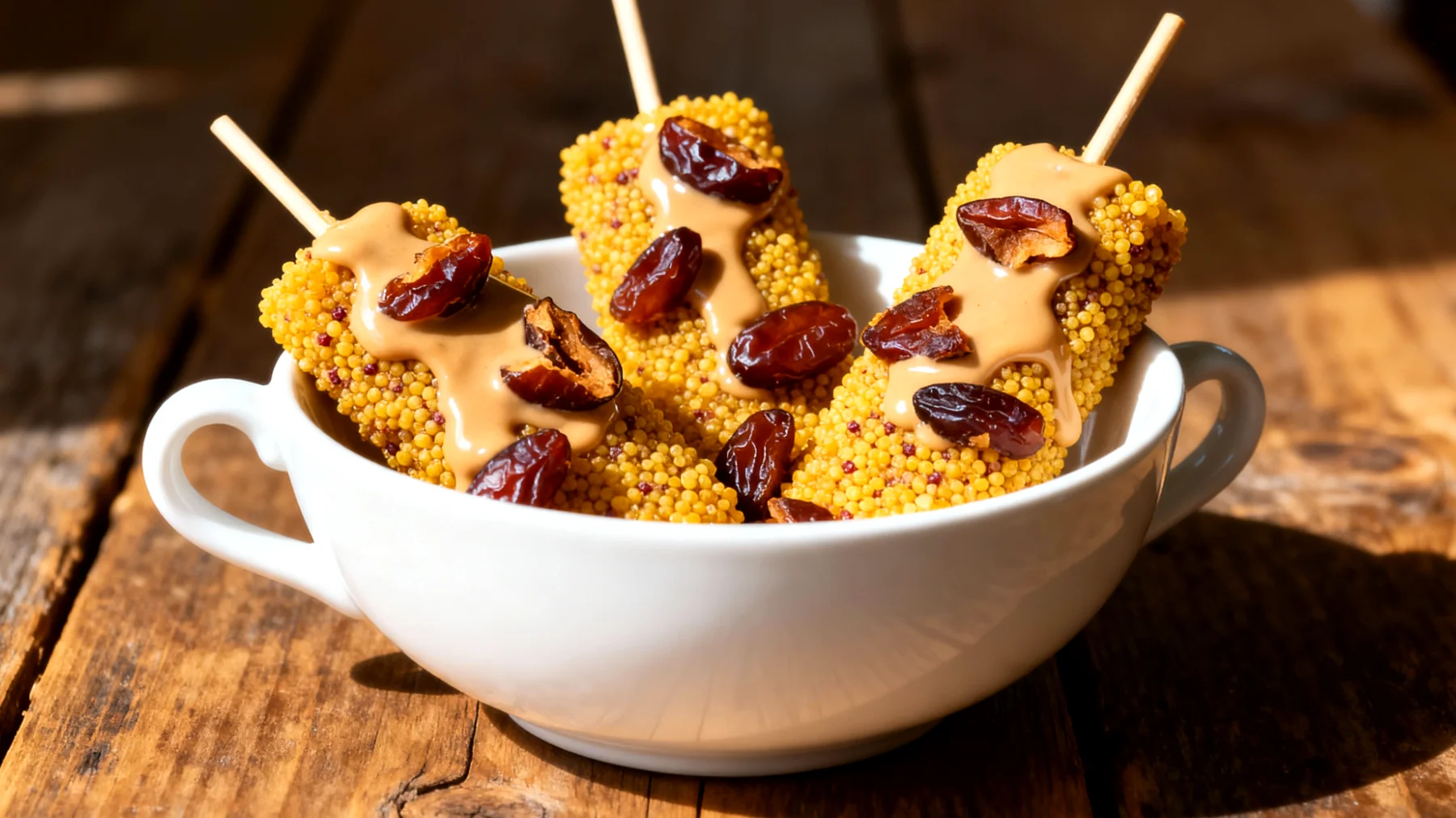 Amaranth-Pops mit Tahini und Datteln"