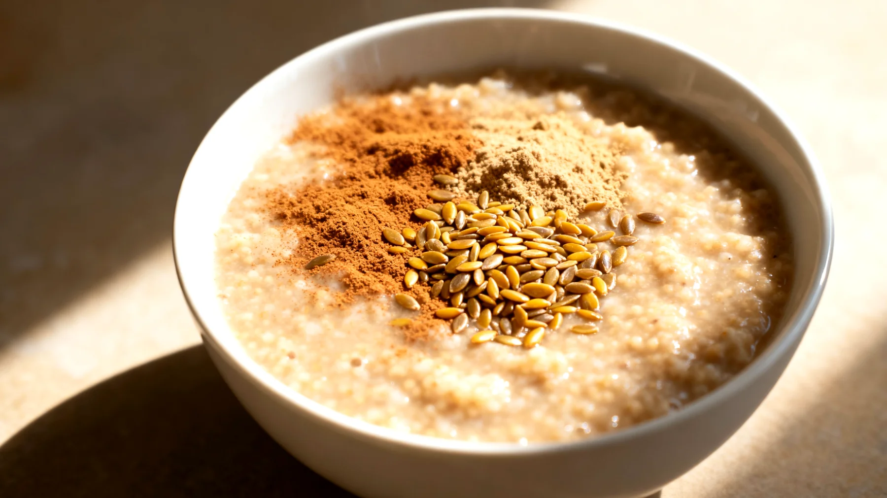 Amaranth-Porridge mit Leinsamen und Zimt"