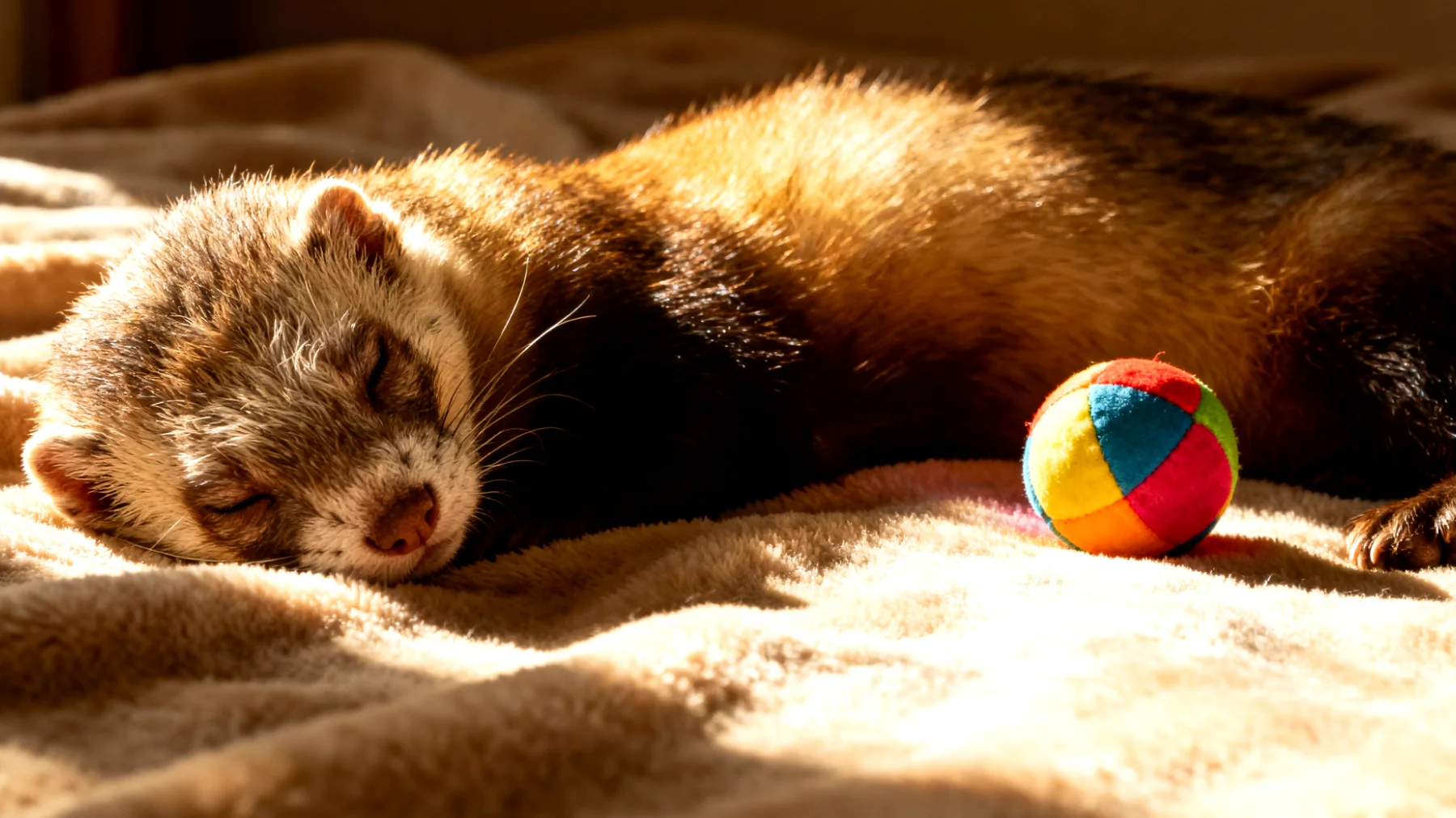 Ältere Frettchen verlieren oft an Energie und Beweglichkeit, wodurch sie weniger Interesse an Spielen zeigen und schneller ermüden. Es besteht die Herausforderung, altersgerechte Beschäftigungsmöglichkeiten zu finden, die ihre kognitiven Fähigkeiten fördern, ohne sie körperlich zu überfordern."