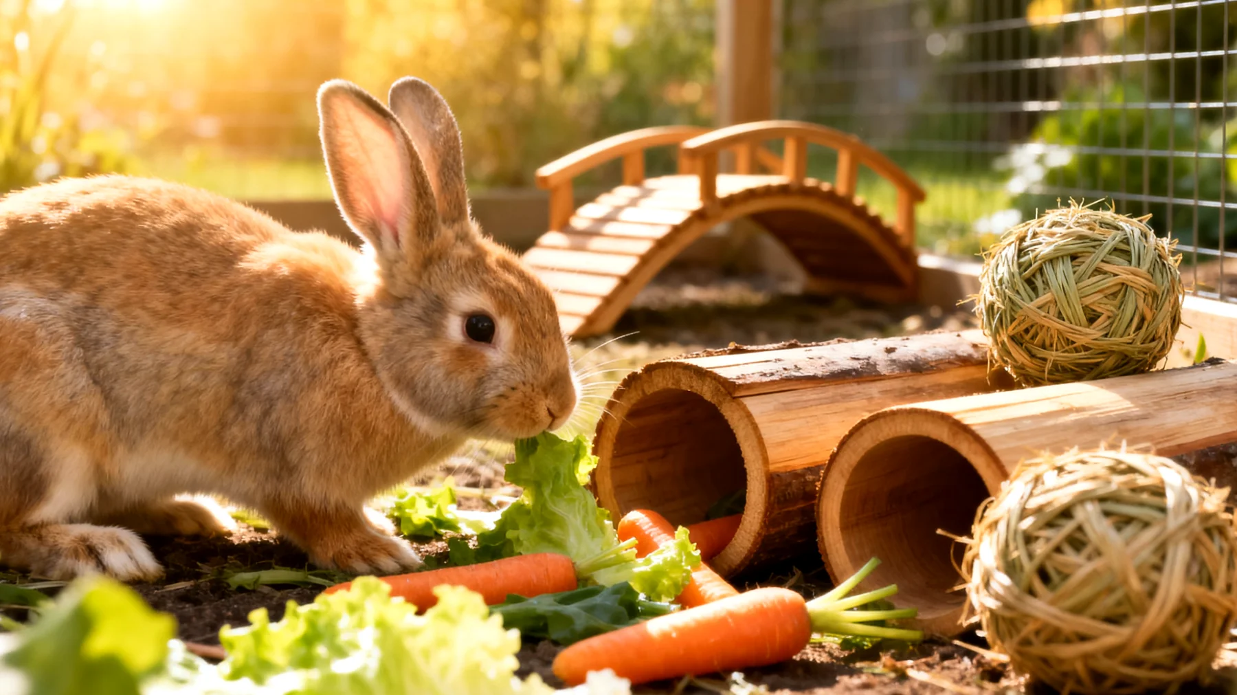 Kaninchen im Garten brauchen abwechslungsreiche Beschäftigungsmöglichkeiten und Spielideen, um Langeweile zu vermeiden und ihr natürliches Erkundungsverhalten zu fördern"